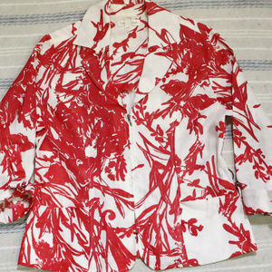 COLDWATER CREEK Printed Linen Jacket Sz 10 US Wmn